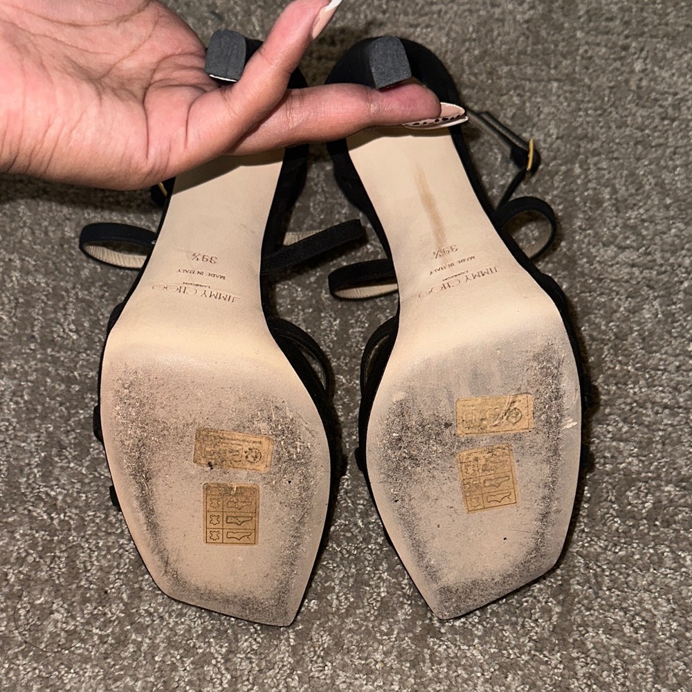 Jimmy Choo Black Suede Strappy Platform Heels - Picture 5 of 6